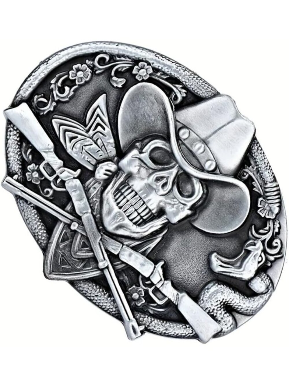 Women Belt Buckle-silver Imported Cowboy Buckle Ghost Skull Western Belt - Picture 4 of 6